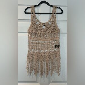 2/$20 Bebe Boho Crochet Fringe Tank Top 100% cotton